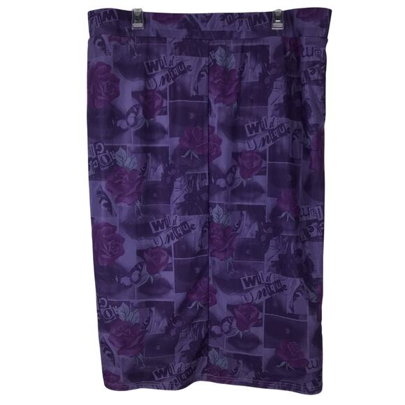 Torrid Betsey Johnson Mesh Pencil Skirt Front Slit Lined Purple Floral Size 2 2X - Picture 5 of 6